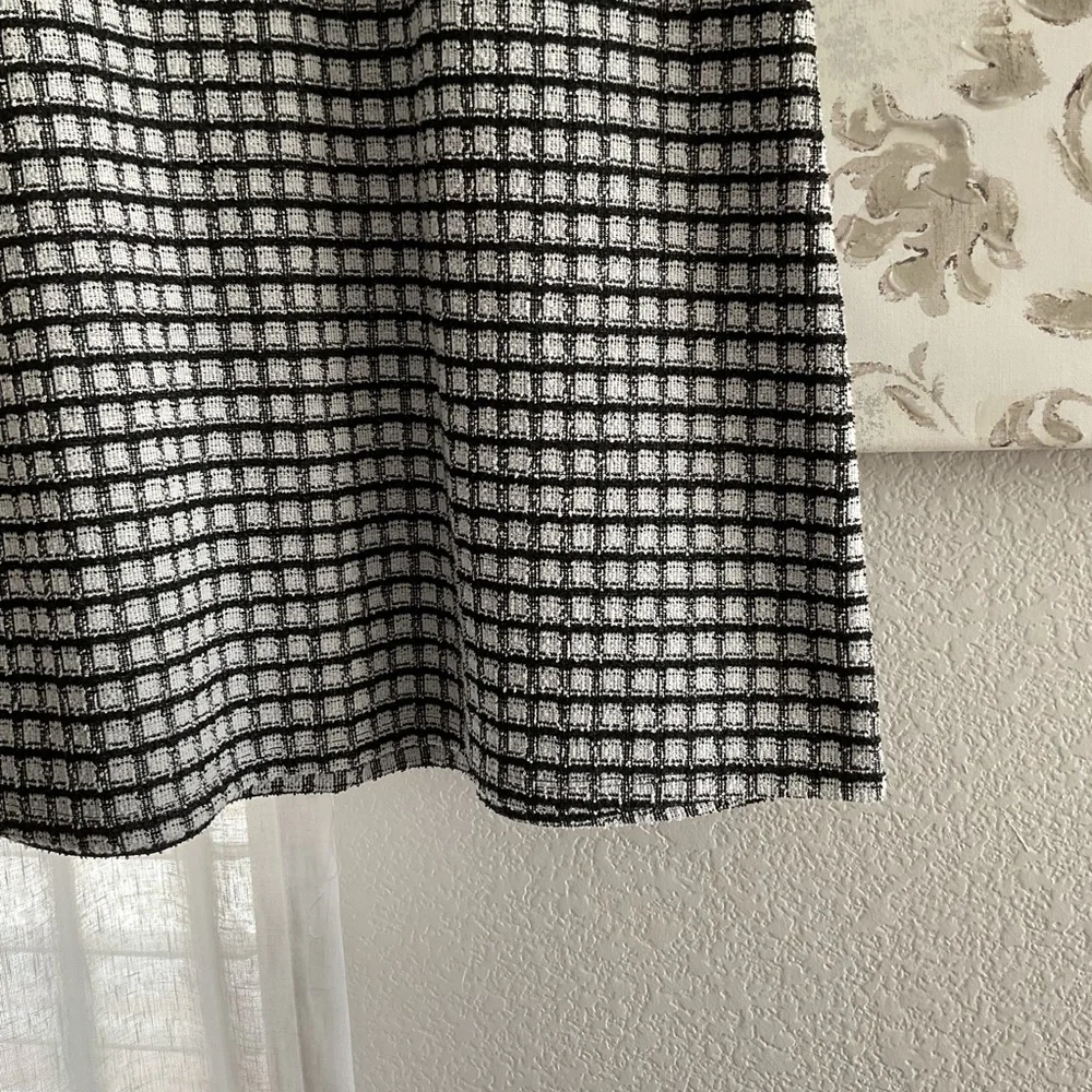 LOFT Black and White Check Puff Sleeve Mini Dress - Picture 3 of 5
